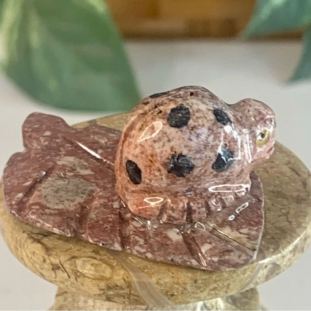 Miniature LADYBUG Stone Carving Mini BEETLE Figurine Steatite Soapstone Insect